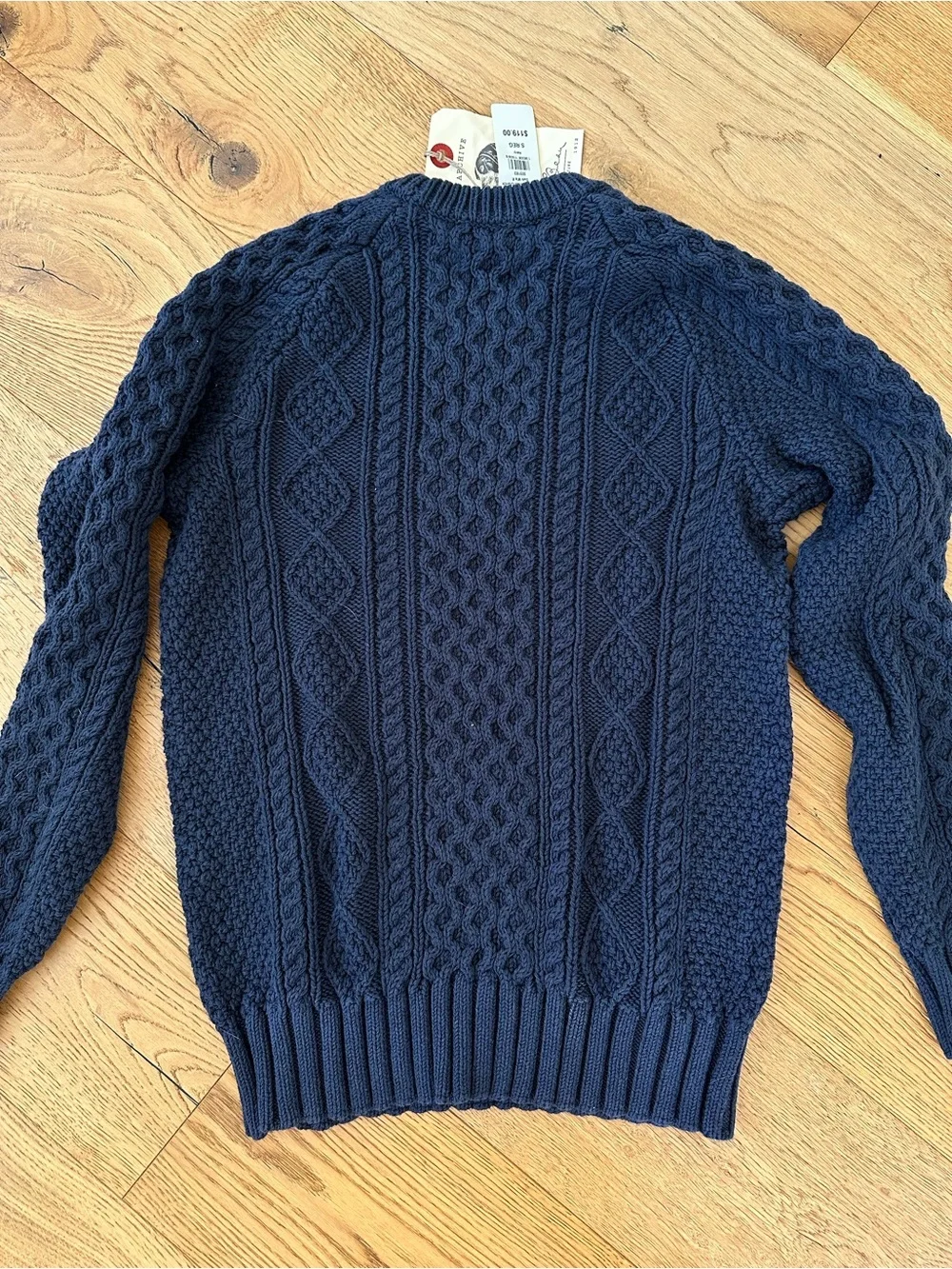 Men's LLbean Navy Cable Knit Crewneck Sweater